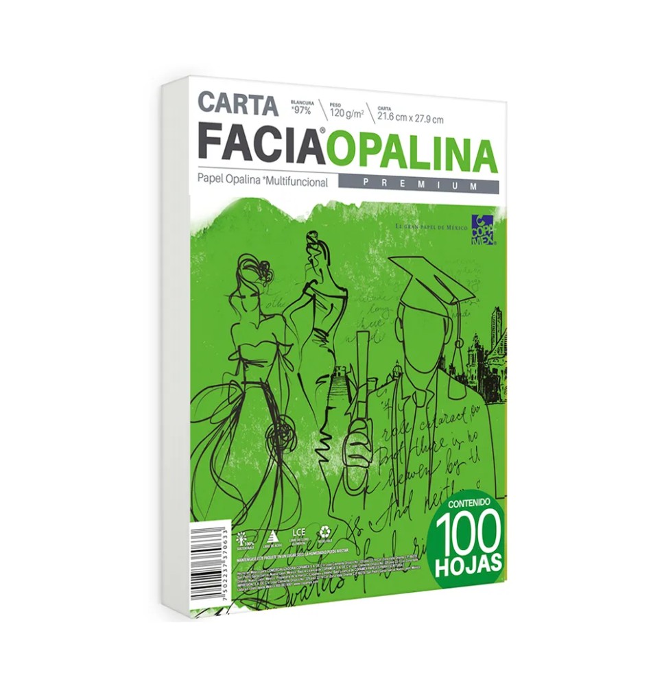 PAPEL OPALINA CTA. BCO. 120G. COPAMEX PAQ. C100H. C.20