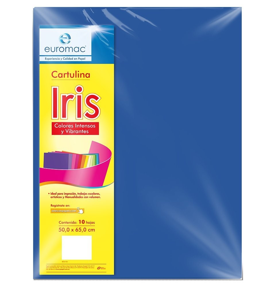CARTULINA IRIS 2C 50X65CM 180G. AZUL REY 100500