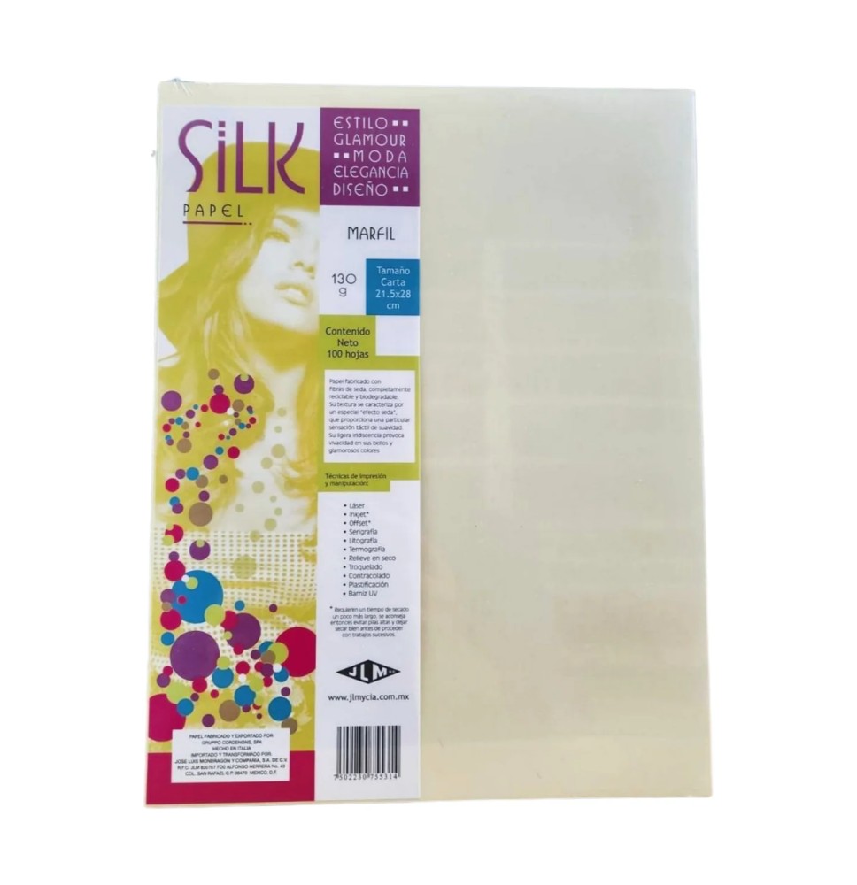 PAPEL SILK CTA. 130G. 1C. MARFIL PAQ.C100H.