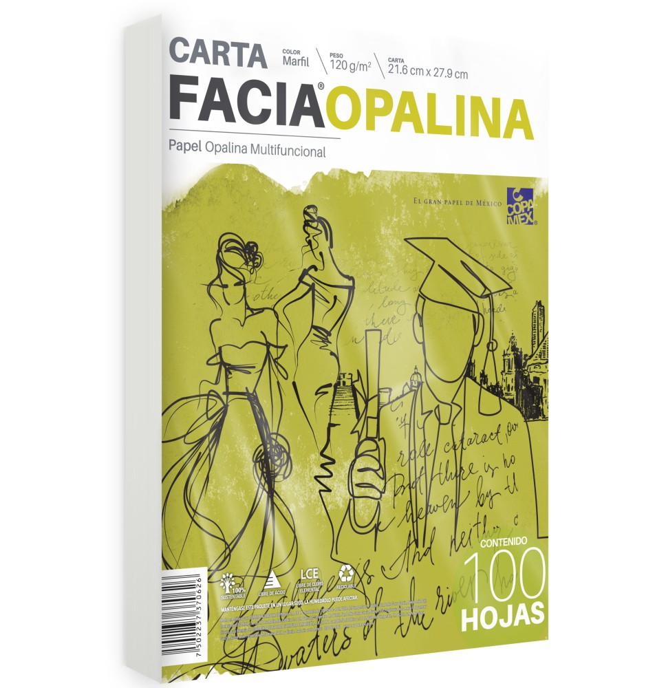 PAPEL OPALINA CTA. MARFIL 120G. COPAMEX PAQ. C100H. C.20