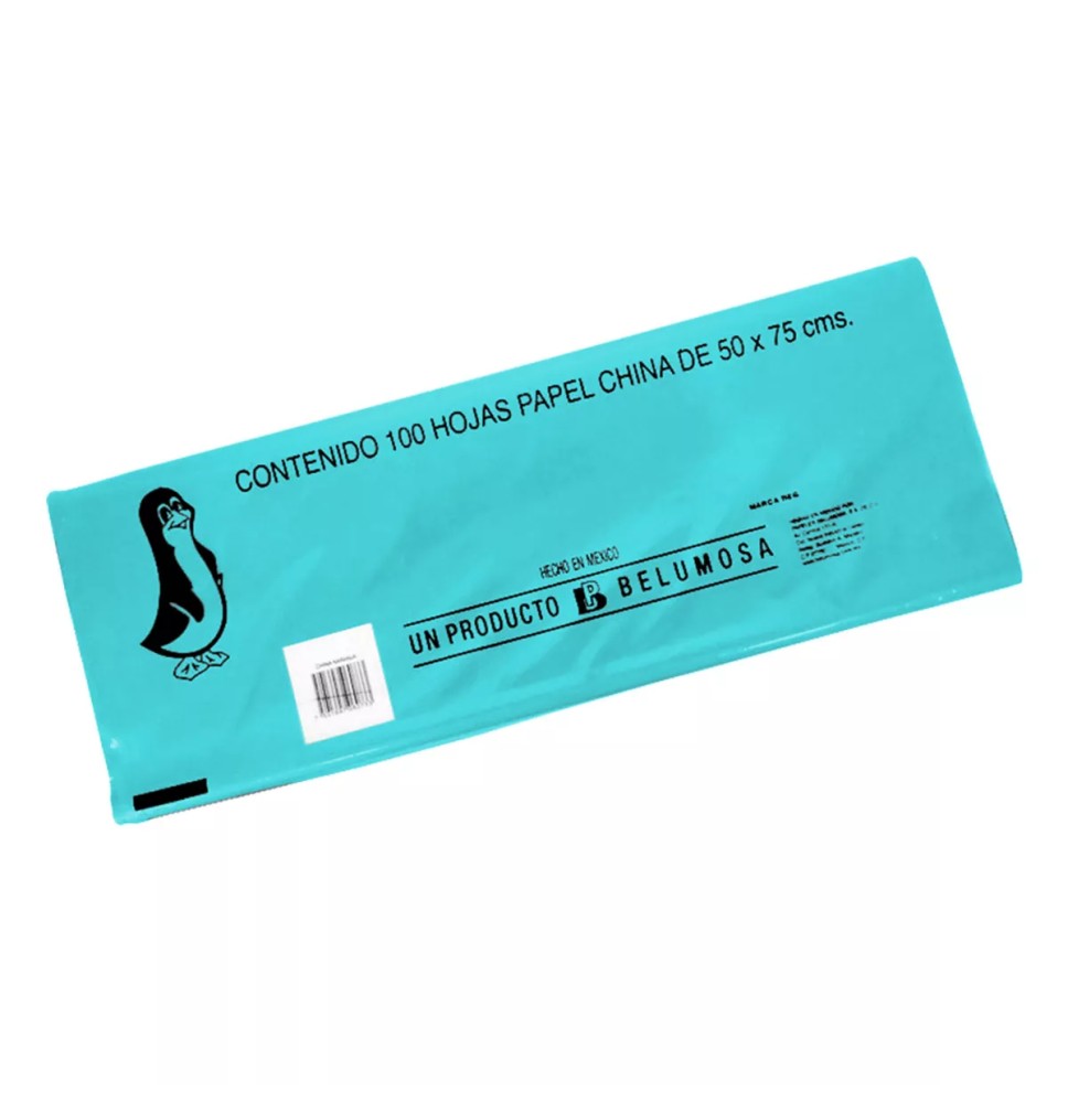 PAPEL CHINA 50X75 CM. AZUL TURQUESA E.100 C.1000